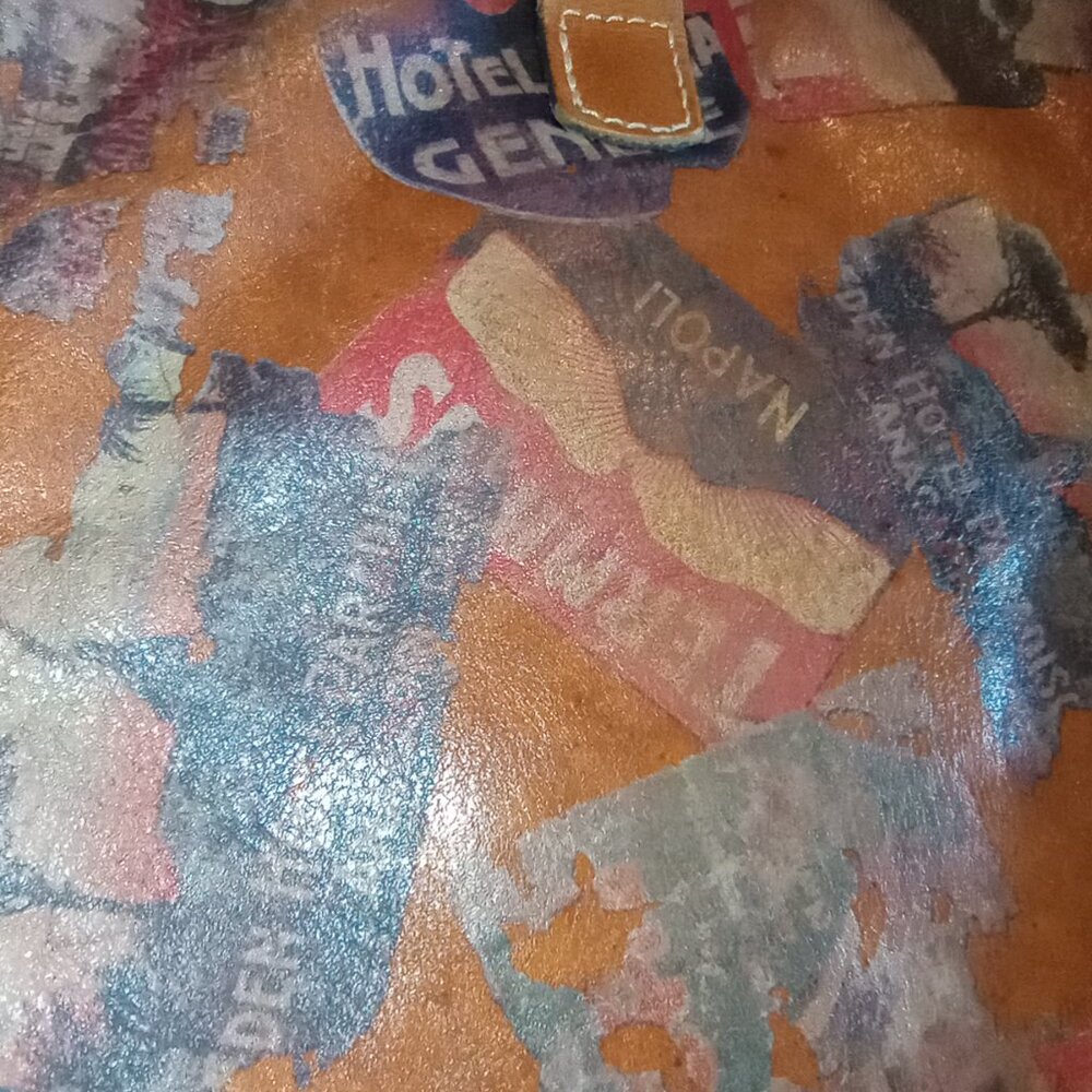 Patricia Nash Venezia Crossbody Bag Old World Print Slim Leather Suede Lining - Picture 8 of 15